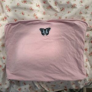 Pink butterfly tube top
